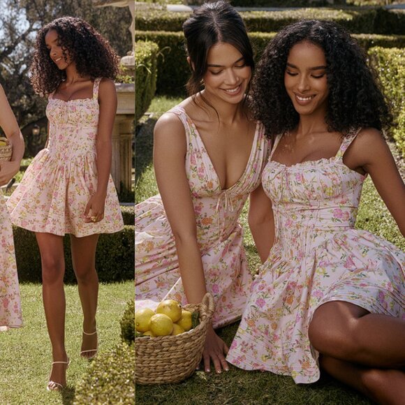 House of CB 'Natassia' Pink Meadow Print Cotton Mini Dress NWOT - Picture 6 of 9